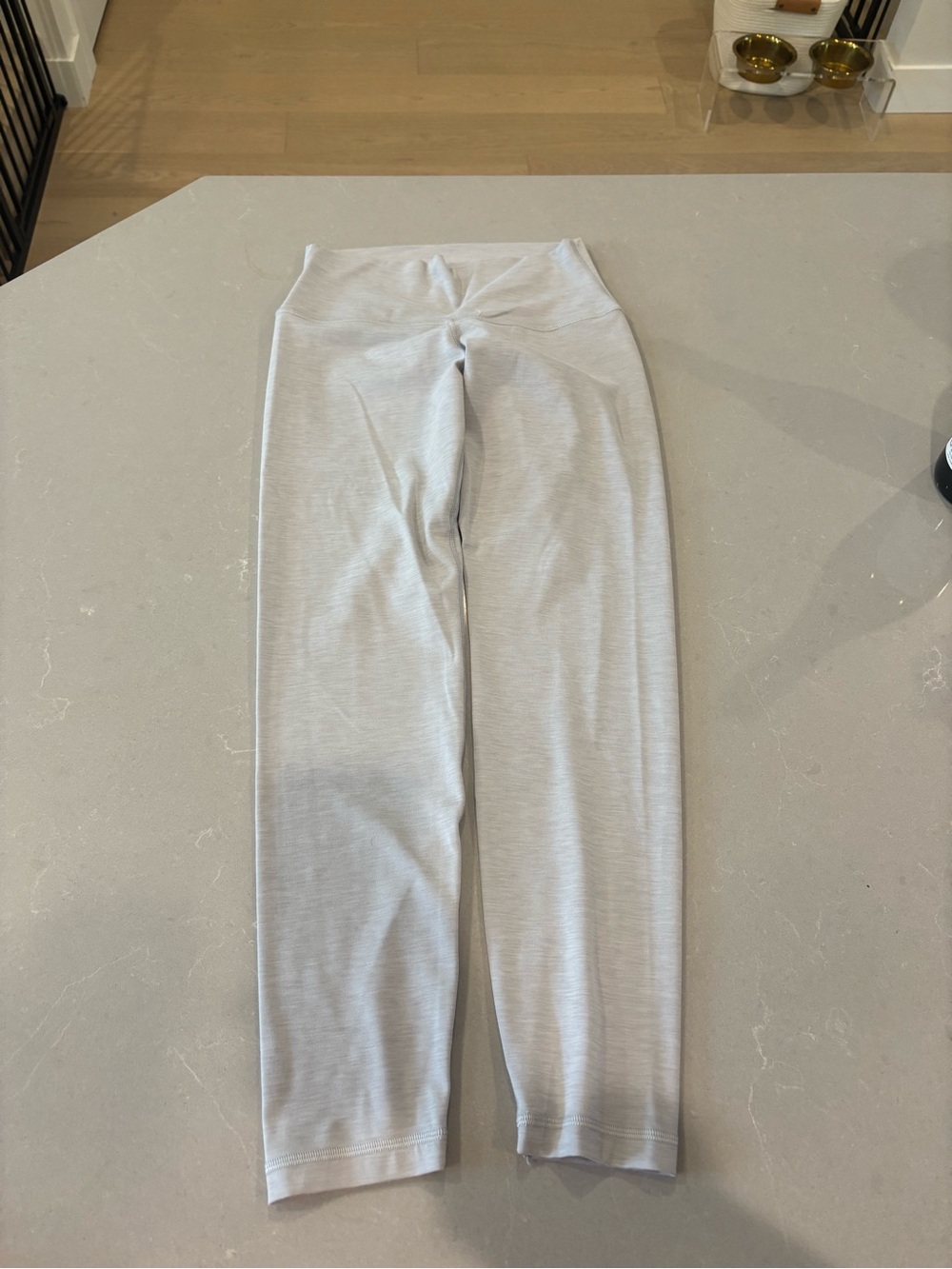 Aritzia Light Gray Stretch High-Waist Straight Leg Pants